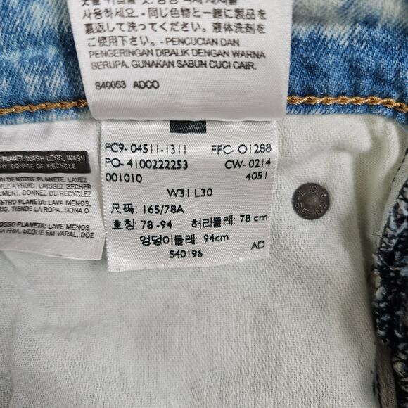 Levis 511 Acid Wash Stretch Denim Jeans Mens 31x30 90s Retro Look - Picture 9 of 11